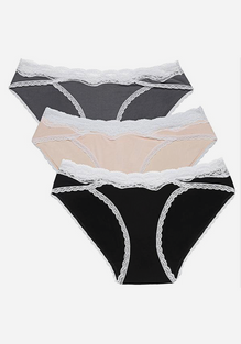 Nirveli 3 Pcs Lace-trim Panties