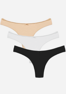 Titiana 3 Pcs Solid Thong Panties