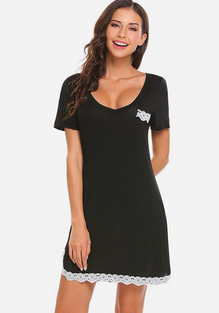 Izyan V-Neck Short Sleeve Nightdress
