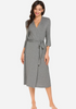 Zerisa Loose V Neck Self Belt Robe