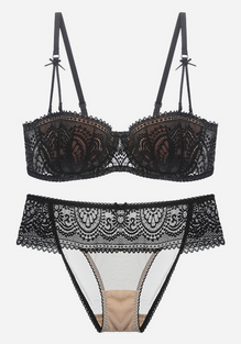 Mana Half Cup Ultra-Thin Lace Bra Set