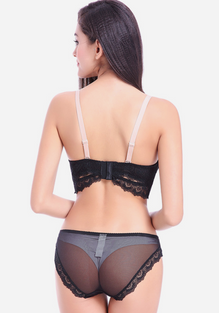 Winflower Lace Deep V Hollow Bra Set