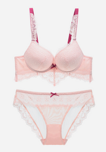 Winflower Lace Deep V Hollow Bra Set