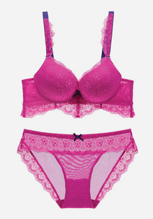 Winflower Lace Deep V Hollow Bra Set